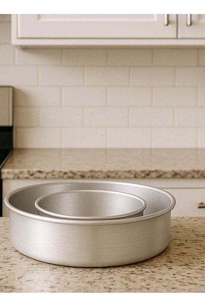 ALMUFARREJ Circular Baking Tray Set of 2 Aluminum