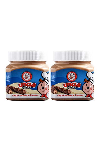 Uncle Osaka Uncle Choco White Chocolate & Hazel Nut Spread - Smooth & Creamy-Pack of 2 X 350 g