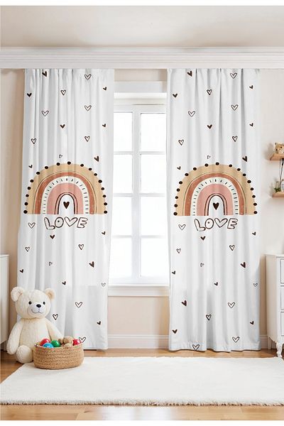 EVPANYA Love Rainbow Patterned Children's Baby Room Background Curtain (Single Wing Pricing)