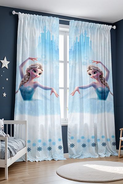 EVPANYA Cortina de fundal pentru camera bebelusului cu model Ballerina Blue Elsa (pret cu o singura aripa)