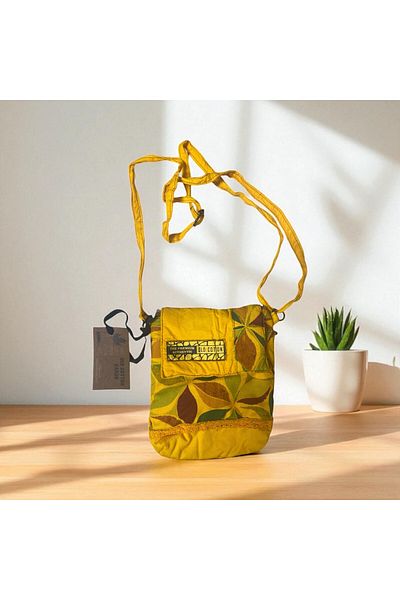 Old Cotton Vintage Colorful Ethnic Loose Single Compartment Daily Women's Arm Shoulder Cross Phone Bag 14 cm X 17 cm