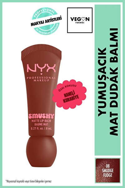 NYX Professional Makeup Smushy Yumuşacık Mat Dudak Balmı - 08 Smudge Fudge