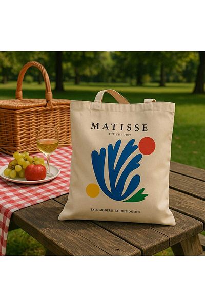 Cuyka Matisse Patterned 100% Cotton Canvas Tote Shopping Bag – 35X40 cm – Tote Shoulder Bag