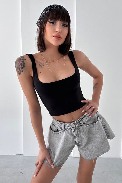 New Now ȚESUT MODAL GOLĂ PĂTRATĂ CUREA GROASĂ SPATE DECOLAT CROP BODY