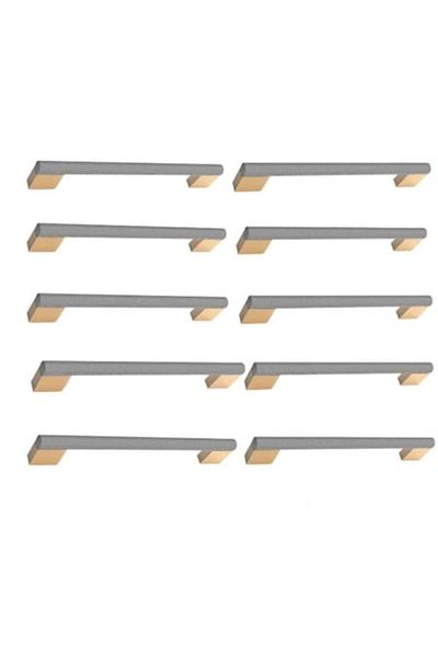 OEM Set 10 furniture handles, 128mm, with fixing screws, for kitchen, drawer/cabinet, silver/gold