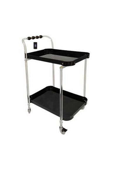Generic 2-Tier Rectangular Black Acrylic Trolley