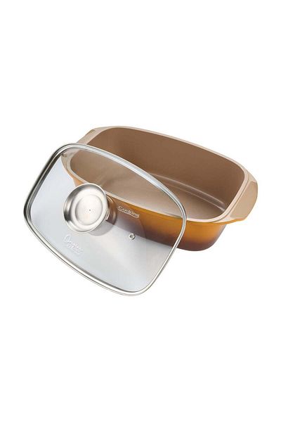 Heinner Cast Aluminum Roaster Tray 5.3L with Lid 39x22.5 cm Ceramic Interior