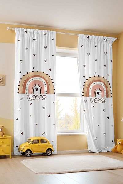 EVPANYA Love Rainbow Patterned Children's Baby Room Background Curtain (Single Wing Pricing)