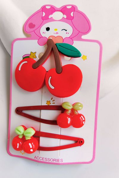 Nisankids Girl's Cherry Figured Buckle Set (2 Snap Fasteners - 1 Collet Buckle)