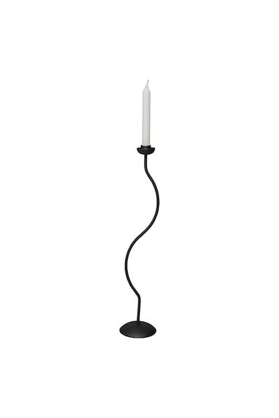 fromro Smooth Wave 31 Matte Black Candle Holder