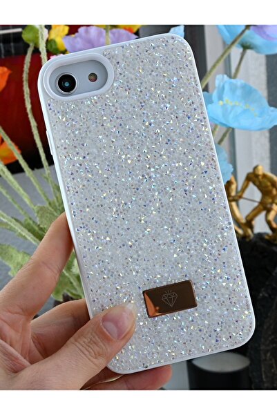 Go Aksesuar iPhone 6 - 7 - 8 - Se 2020 - Se 2022 Compatible Diamond Design Sparkling Shiny Diamond Case with Stones