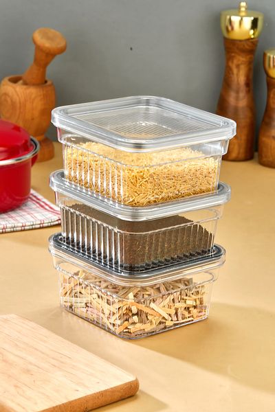 Espas Home 3 Piece Storage Container Set with Gaskets and Leak-Proof Lids – Refrigerator and Dry Food Compatible 3X850 ml