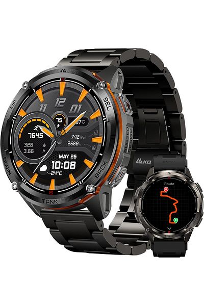 Kospet Tank T3 Ultra 2 GPS Smartwatch, Stainless Steel Case, 5ATM Waterproof, 50+ Days Battery Life,