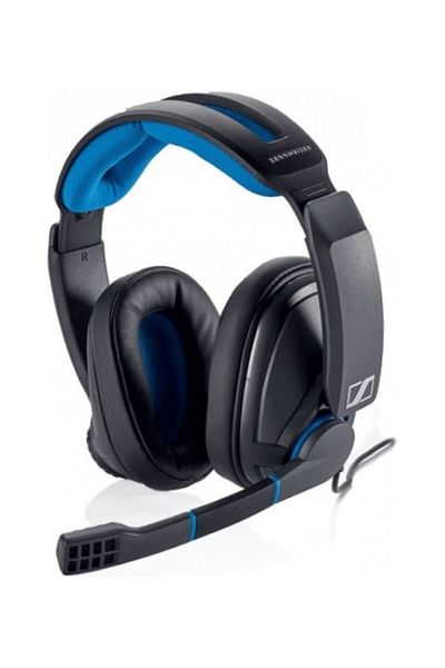 Sennheiser سماعة ألعاب صوتية مغلقة GSP 300 مع ميكروفون أسود وأزرق