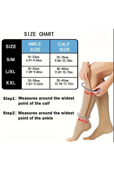 ORGANICYOU ZHUJI 1 Çift Spor Basınçlı Nefes Alabilen Şekillendirici Çorap Fermuarlı Çorap S/M