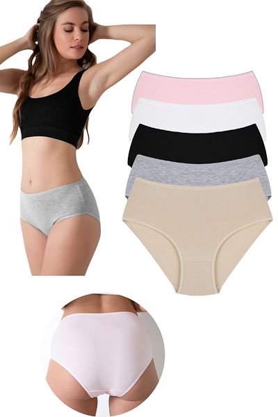 Sinem Yıldız Çamaşırları 100% Cotton High Waist Women's Bato Panties 5 Pack 01