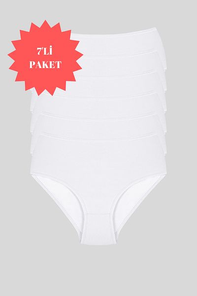 Sinem Yıldız Çamaşırları 100% Cotton High Waist Women's Bato Panties 7 Pack Snm-7Klt-01