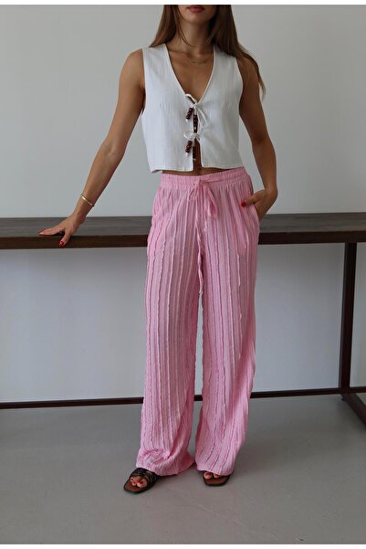Jeevee Tasseled Fabric Relaxed Cut Summer Trousers