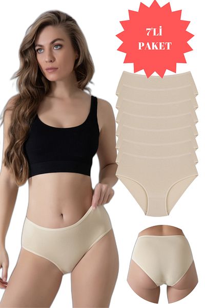 Sinem Yıldız Çamaşırları 100% Cotton High Waist Women's Bato Panties 7 Pack Snm-7Klt-01