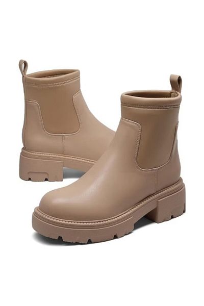 Dream Pairs - Women's Waterproof Ankle Boots with Thick Sole, Size 40, Beige