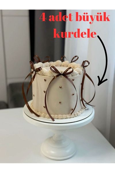 Fiyonks Atölye Bow Ribbon on Cake Balloon 4 Large Ribbons + 40 Small Ribbon Decorations