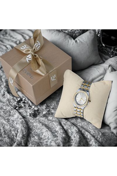 Everon Evero Women's Hexagonal Sparkle Double Watch with Crystal Accent