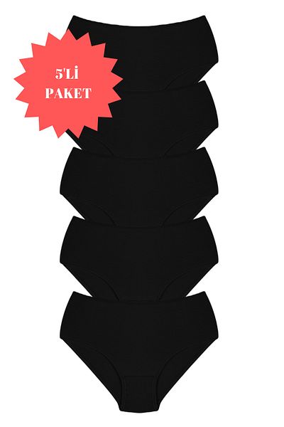 Sinem Yıldız Çamaşırları 100% Cotton High Waist Women's Bato Panties 5 Pack 01