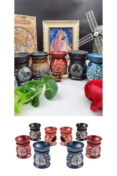 Wolawood Obsidian Natural Stone Censer Aromatherapy Incense Burner Stylish Decorative Healing Stone Room Fragrance Diffuser
