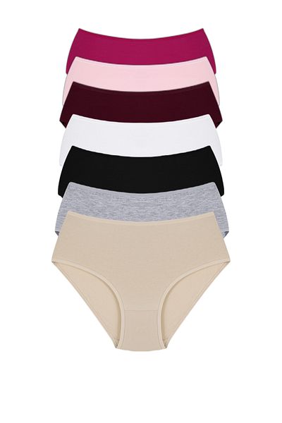 Sinem Yıldız Çamaşırları 100% Cotton High Waist Women's Bato Panties 7 Pack Snm-7Klt-01