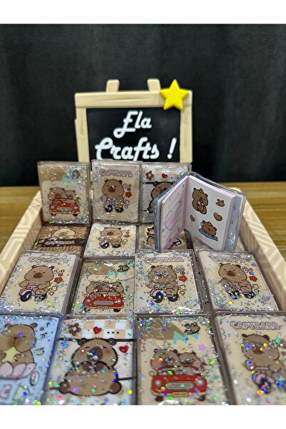 Ela Crafts 3 قطع من دفتر الملاحظات الصغير بتصميم كابيبارا مع غلاف مائي وملصق |   24 صفحة |   5.5×4.5 سم