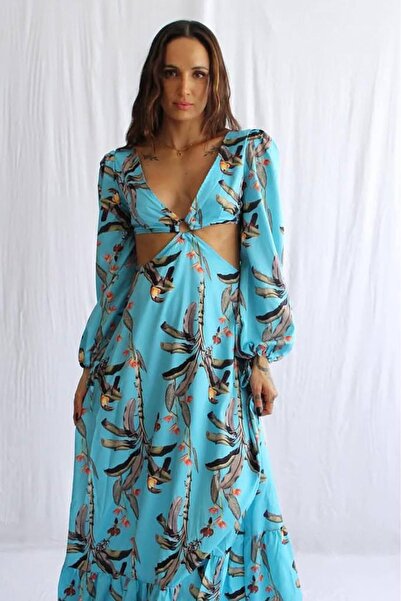 Bikini Mayokini Dünyası Elen Lunger Beachwear - Μπλε-Γκρι