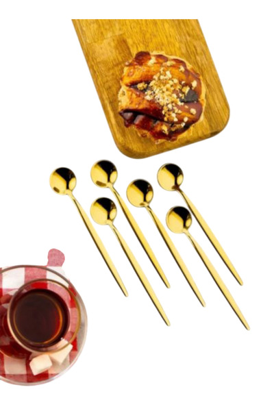 HZL HOME 6 Adet Gold Paslanmaz Çelik Çay Kaşığı -Kararmaz-Paslanmaz