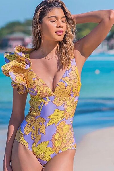 Bikini Mayokini Dünyası Fırfırlı Mayokini - Mor