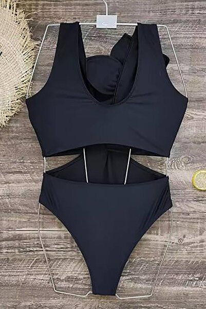 Bikini Mayokini Dünyası Big Flower Mayokini - Black