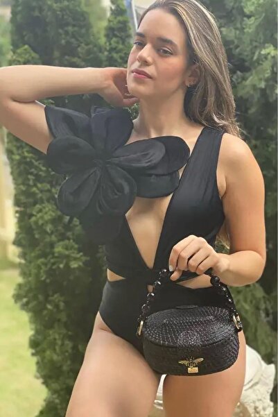 Bikini Mayokini Dünyası Big Flower Mayokini - Black