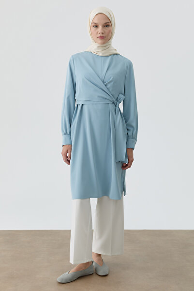 Tuğba Drapeli Belden Bağlamalı Tunik - Açık Mavi