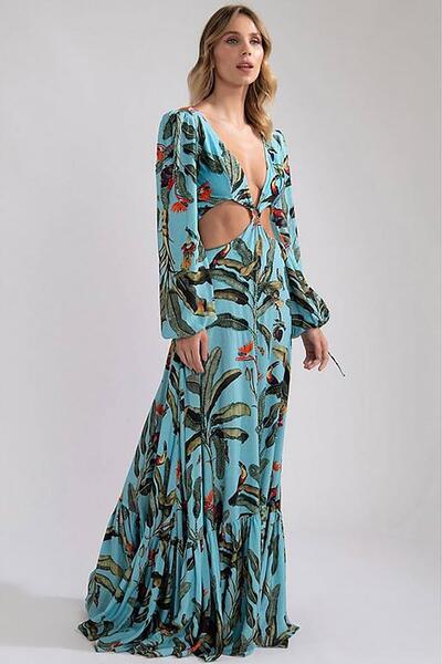 Bikini Mayokini Dünyası Elen Lunger Beachwear - Μπλε-Γκρι