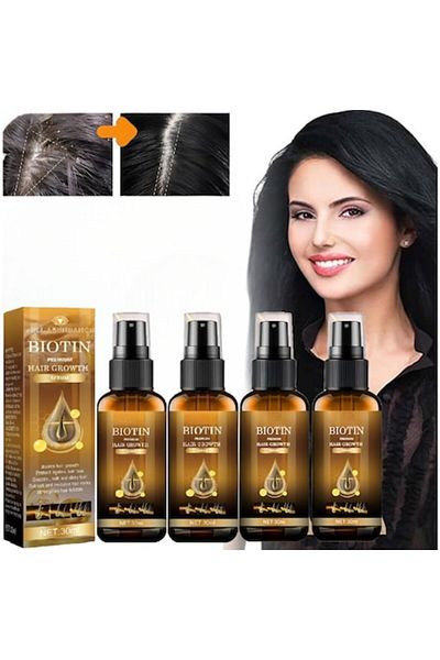 Full Abundance 4 x Ser cu biotină pentru păr, tratament pentru creșterea rapidă a părului, întărește, oprește căderea părului