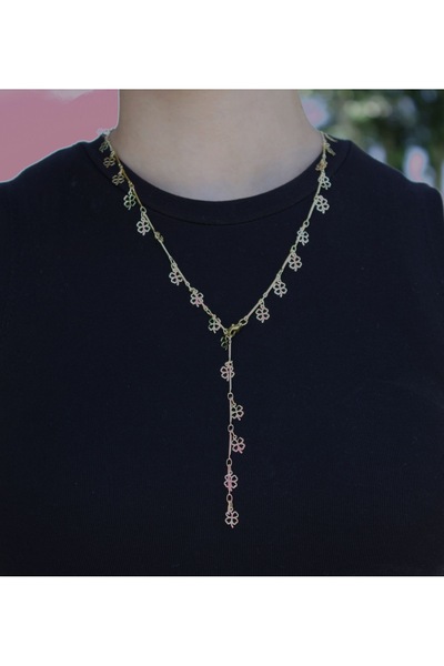 LAİKA Yonca Detaylı Altın Kaplama Y Kolye