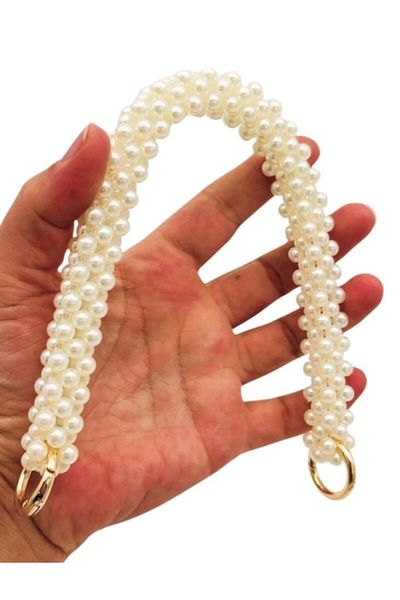 angel çanta aksesuar Αξεσουάρ Angel Bag 31cm Κρεμ με χάντρες Τετράγωνο μοντέλο Λαβή τσάντας με φιόγκο