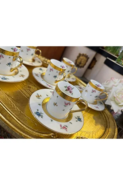 hediye Esterhomedecor 6 Person Porcelain Coffee Cup Set