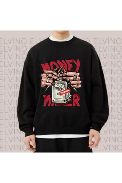 Elvino Thick Winter Printed Cotton Women'S/Men's Unisex Oversize Hooded/Hoodless 3 Thread Sweatshirt