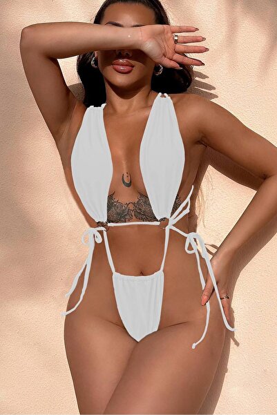Bikini Mayokini Dünyası Lace Detail Brazilian Mayokini - White