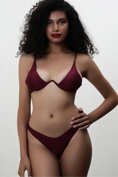 Bikini Mayokini Dünyası V Metal Bikini - Bordo