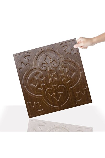 TİNK 3 Boyutlu Duvar Paneli Kabartmalı Solo Desen Pvc 41x41 cm/ 6 Adet /1 m² Teak