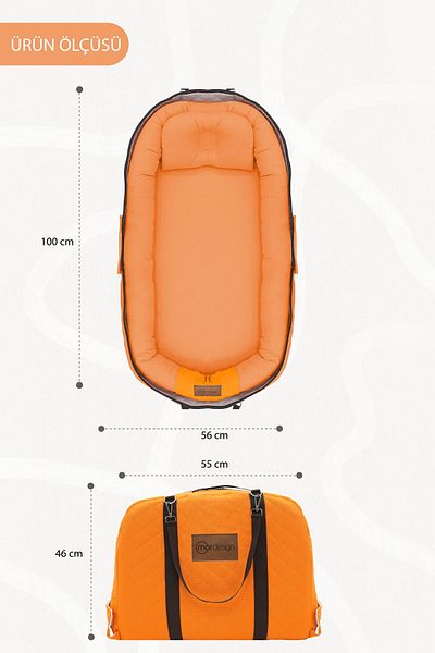 mordesign Portable Babynest, Travel Type Baby Bed with Bag, Zippered Canvas Case Deluxe+ Adorn Series