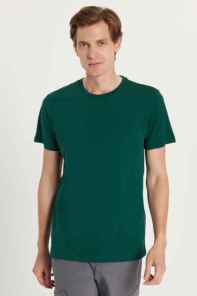 Tudors Μπλουζάκι Unisex Slim Fit Slim Fit 100% βαμβακερό μαλακό πράσινο μπλουζάκι με λαιμόκοψη