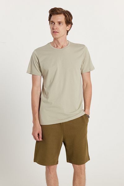 Tudors Μπλουζάκι Unisex Slim Fit Slim Fit 100% βαμβακερό μαλακό πράσινο μπλουζάκι με λαιμόκοψη