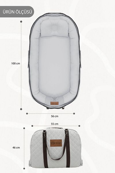 mordesign Portable Babynest, Travel Type Baby Bed with Bag, Zippered Canvas Case Deluxe+ Adorn Series