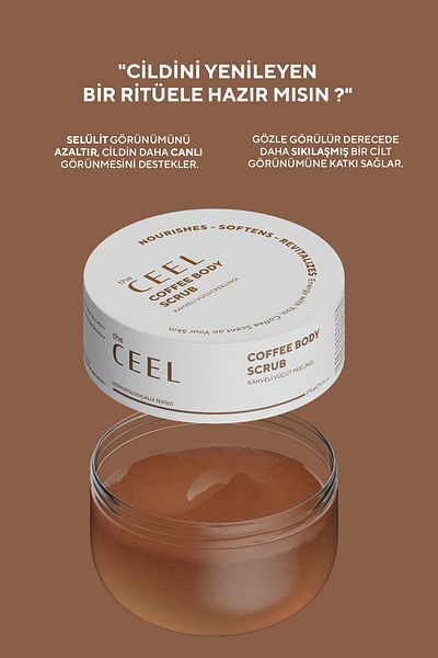 The Ceel Coffee Extract Body Peeling with Anti-Cellulite, Firming Effect, Helps Remove Ingrown Hair 275 Gr